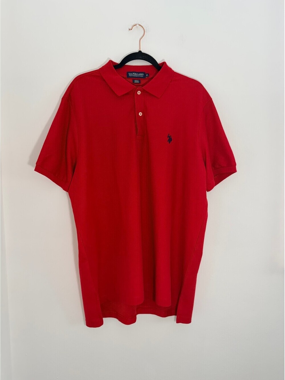 U.S. Polo Assn. Performance Pique Polo Shirt Red Short Sleeve XL Men's Classic
